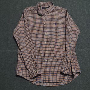 Ralph Lauren Medium button front shirt collar longsleeve orange blue pony logo